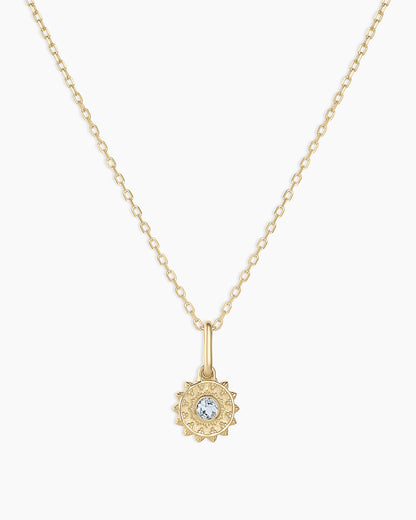 14K Gold Sun Birthstone Charm Necklace