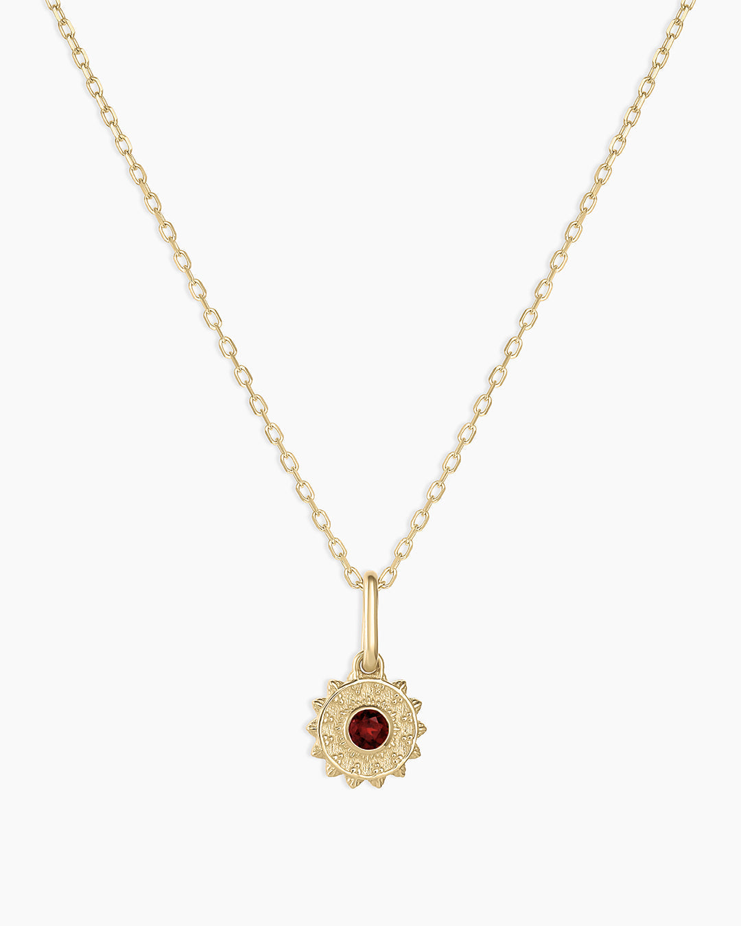 14K Gold Sun Birthstone Charm Necklace
