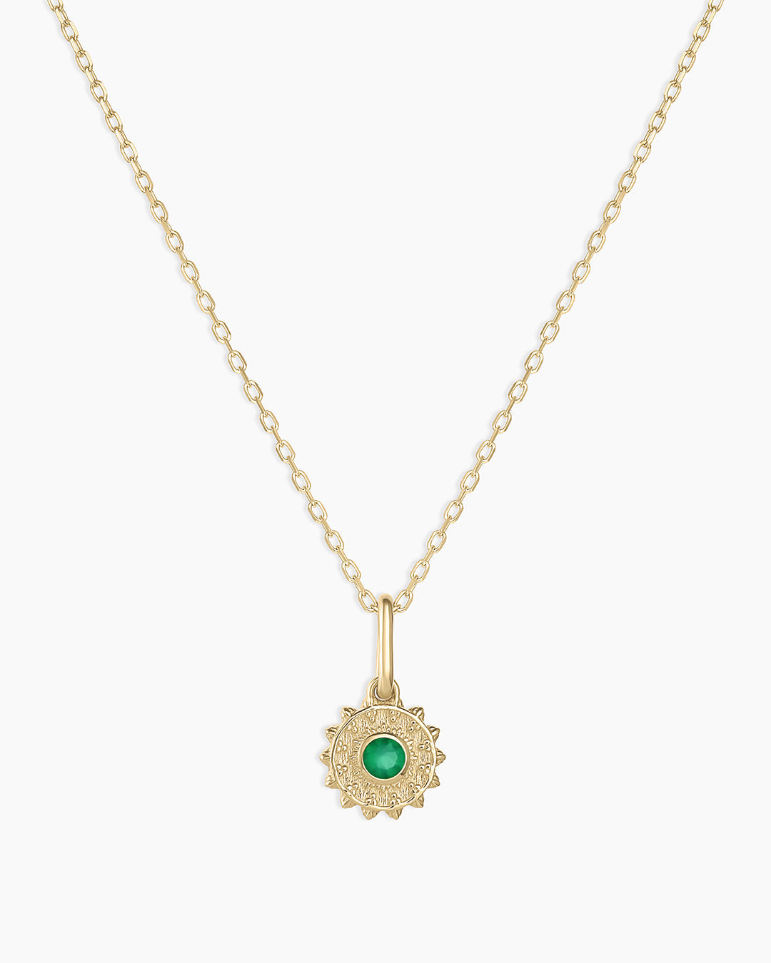 14K Gold Sun Birthstone Charm Necklace