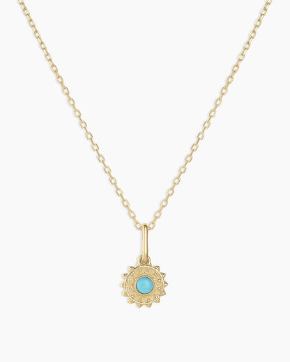 14K Gold Sun Birthstone Charm Necklace