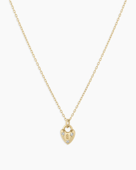 14K Diamond Bond Lock Necklace