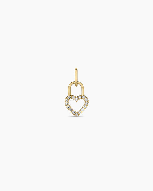 14K Diamond Heart Padlock Charm