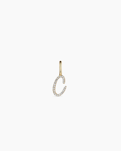 14K Diamond Script Alphabet Charm