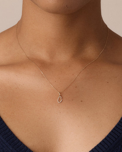 14K Diamond Script Alphabet Charm