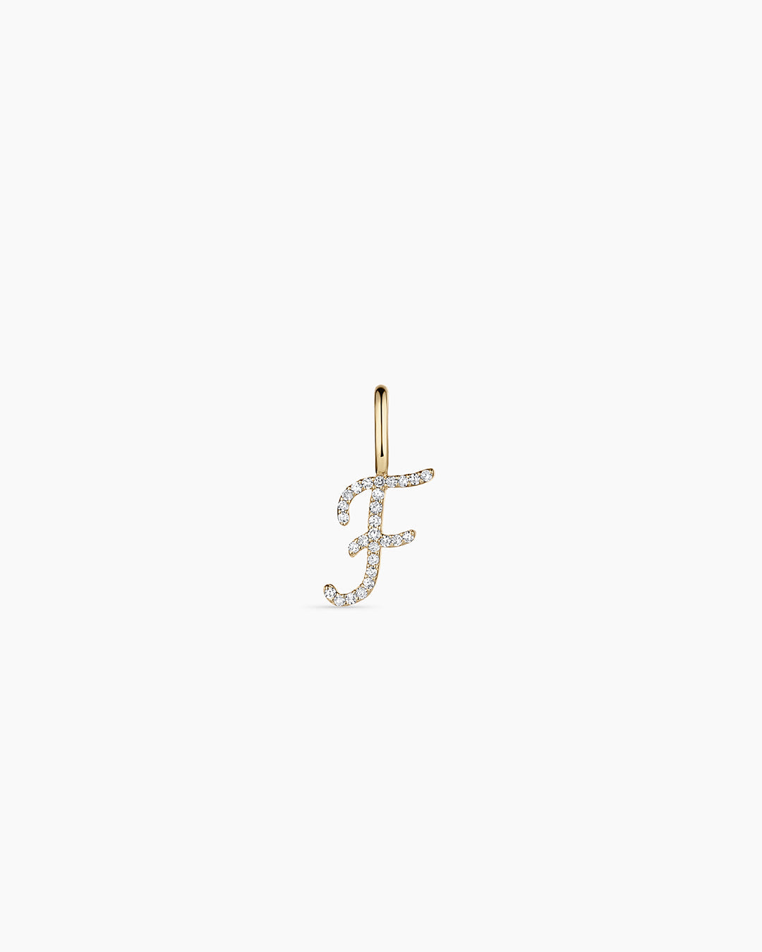 14K Diamond Script Alphabet Charm