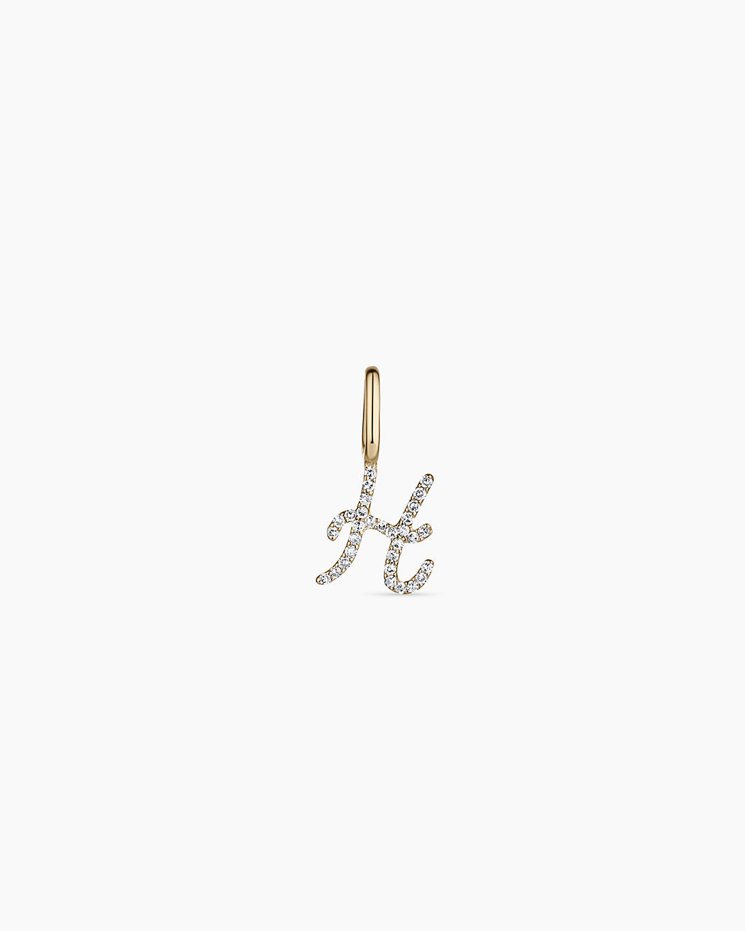 14K Diamond Script Alphabet Charm