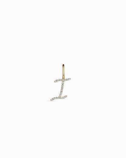 14K Diamond Script Alphabet Charm