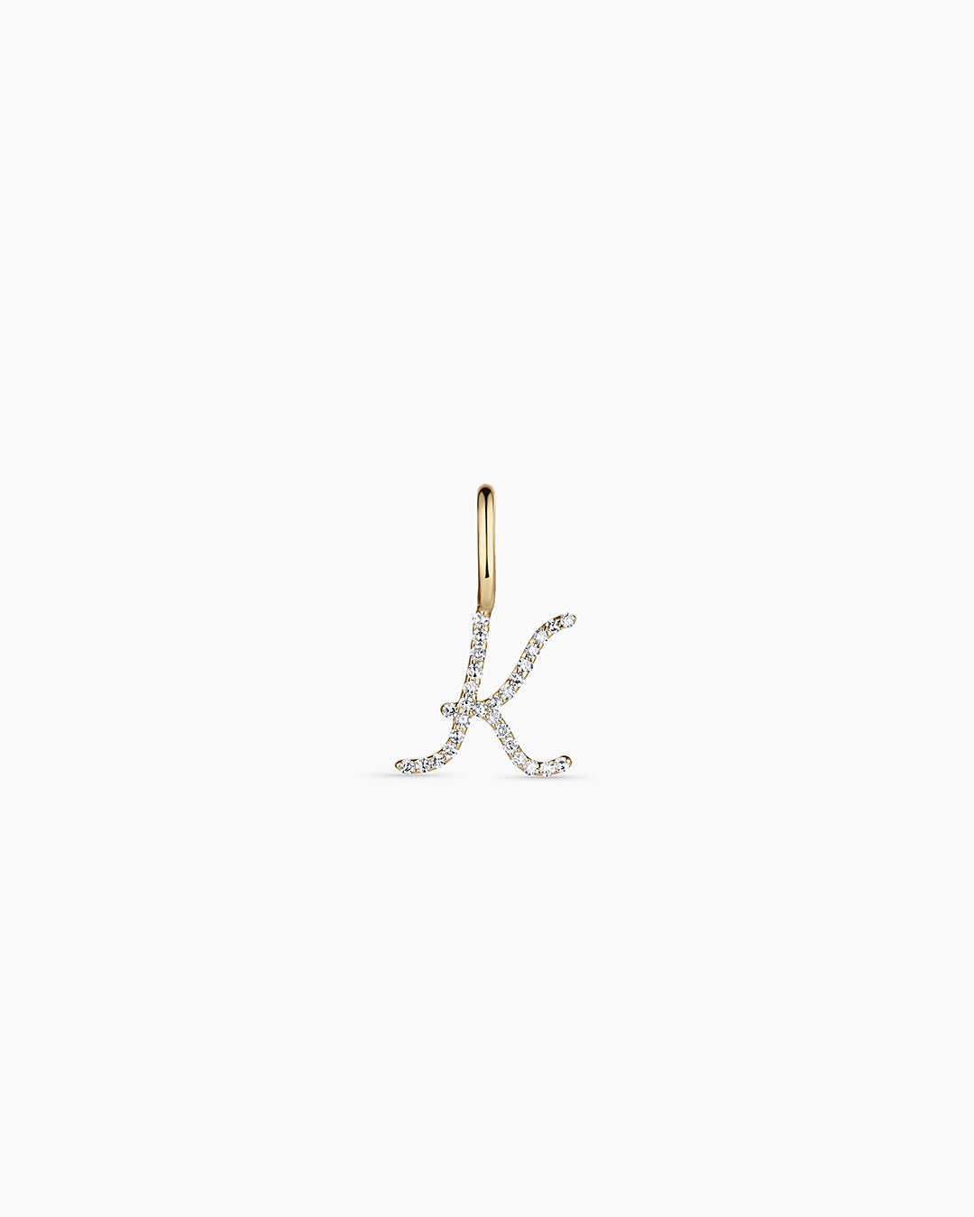 14K Diamond Script Alphabet Charm