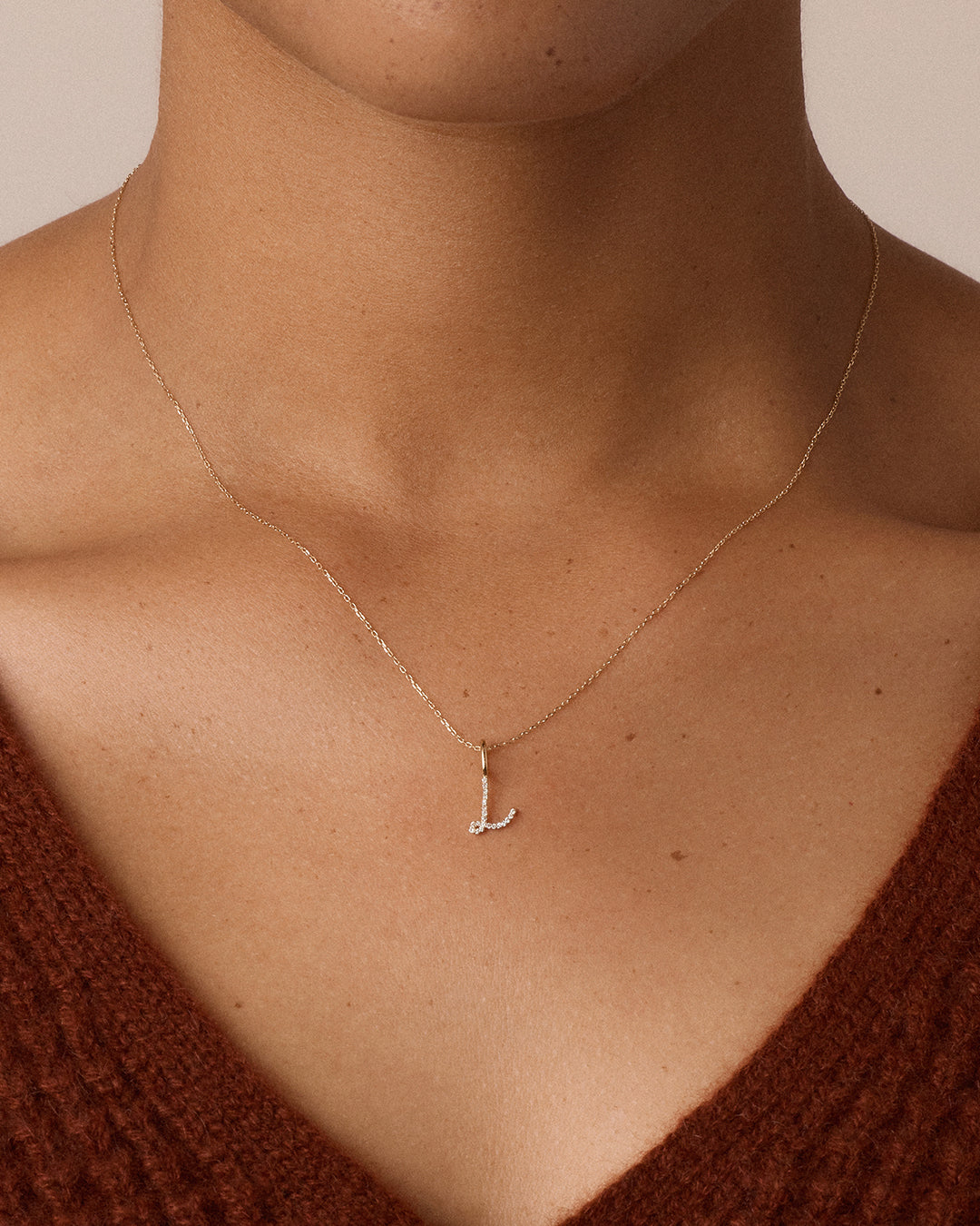 14K Diamond Script Alphabet Charm