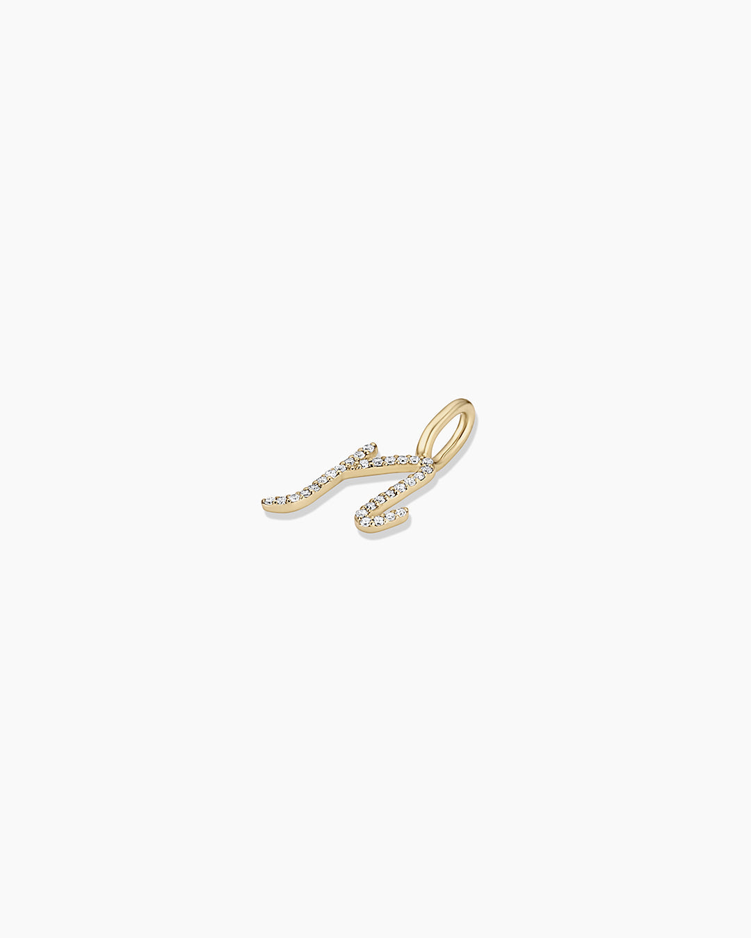 14K Diamond Script Alphabet Charm