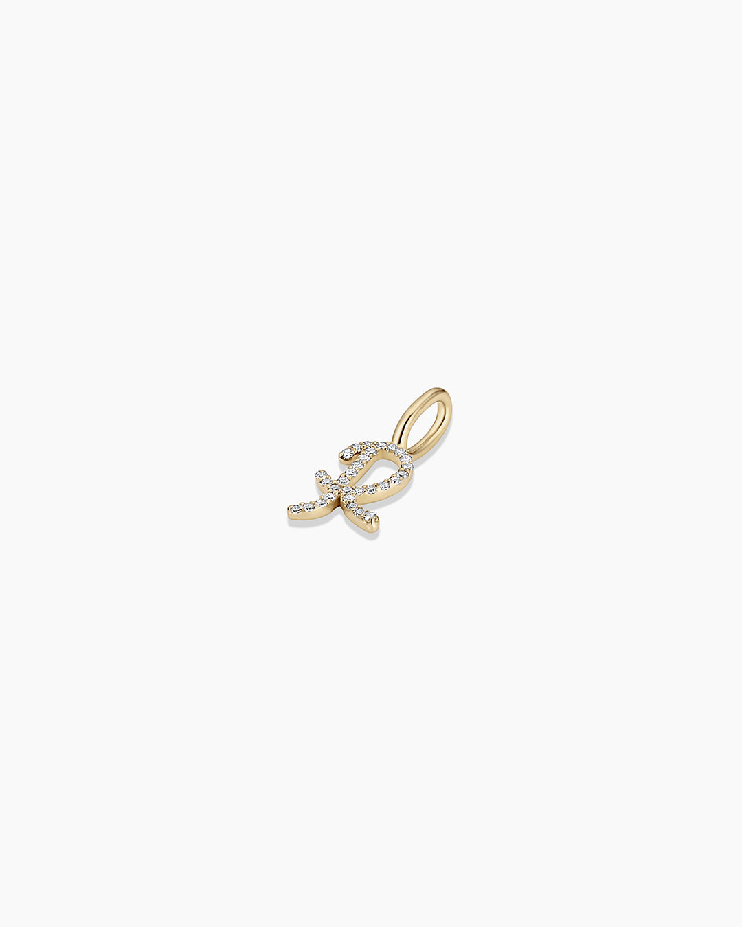 14K Diamond Script Alphabet Charm