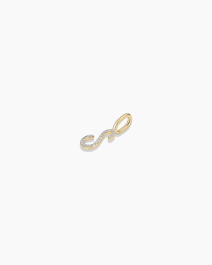 14K Diamond Script Alphabet Charm