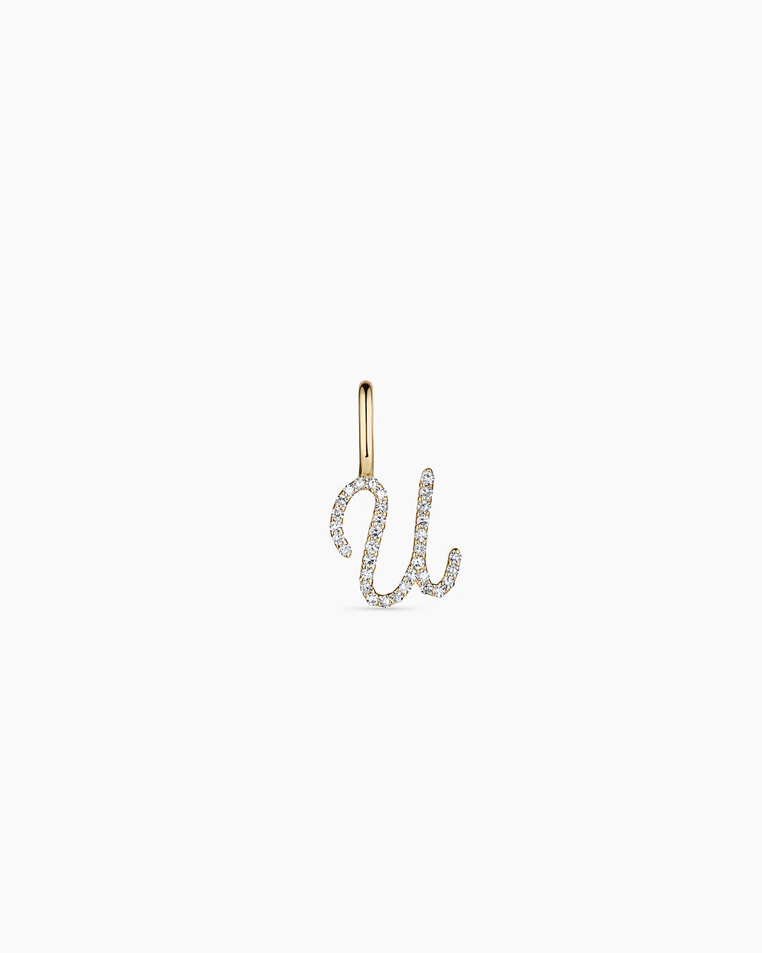 14K Diamond Script Alphabet Charm