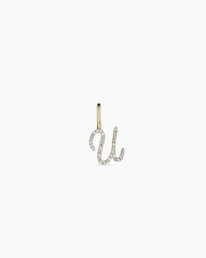 14K Diamond Script Alphabet Charm