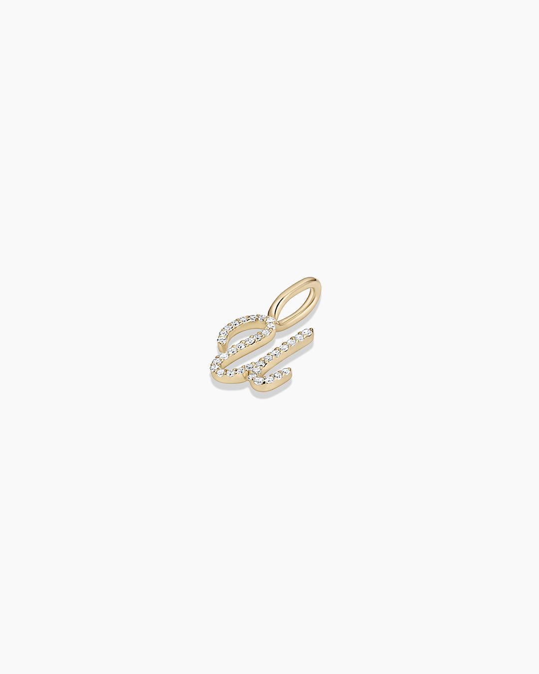 14K Diamond Script Alphabet Charm