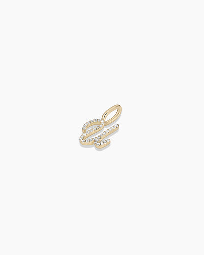 14K Diamond Script Alphabet Charm