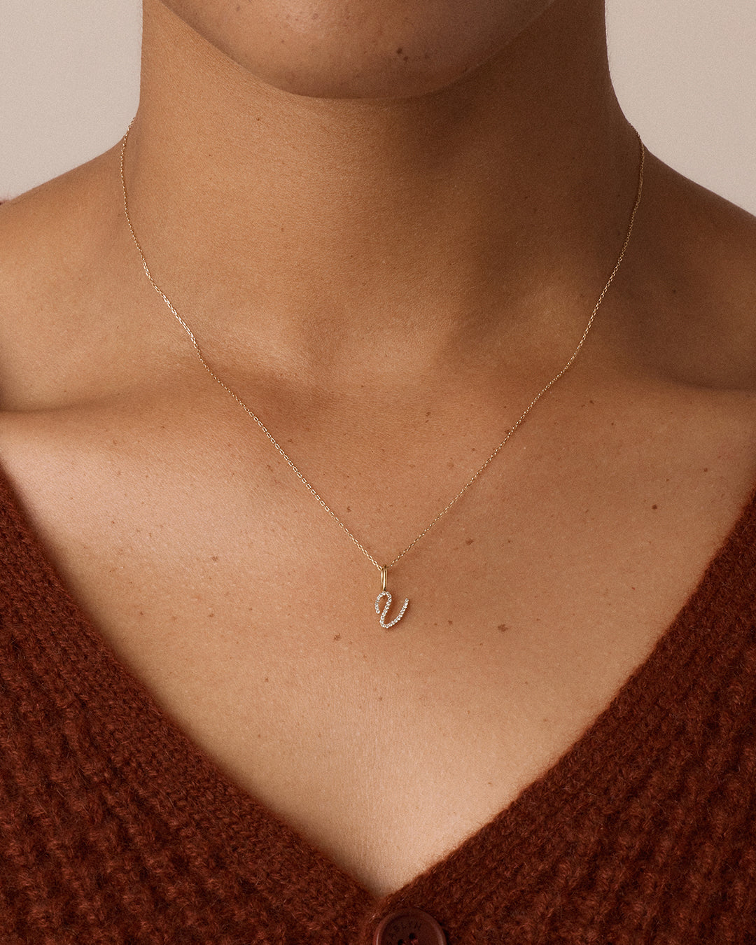 14K Diamond Script Alphabet Charm