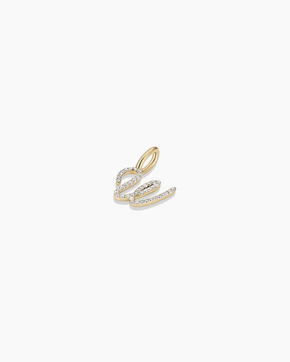 14K Diamond Script Alphabet Charm
