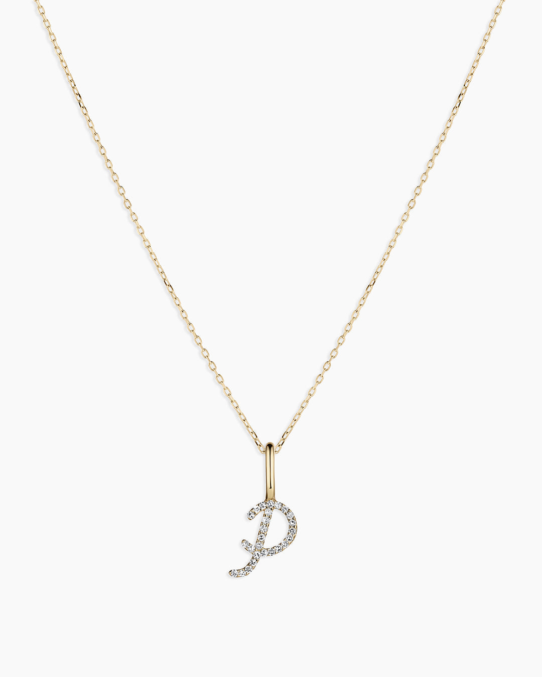 14K Diamond Script Alphabet Charm Necklace
