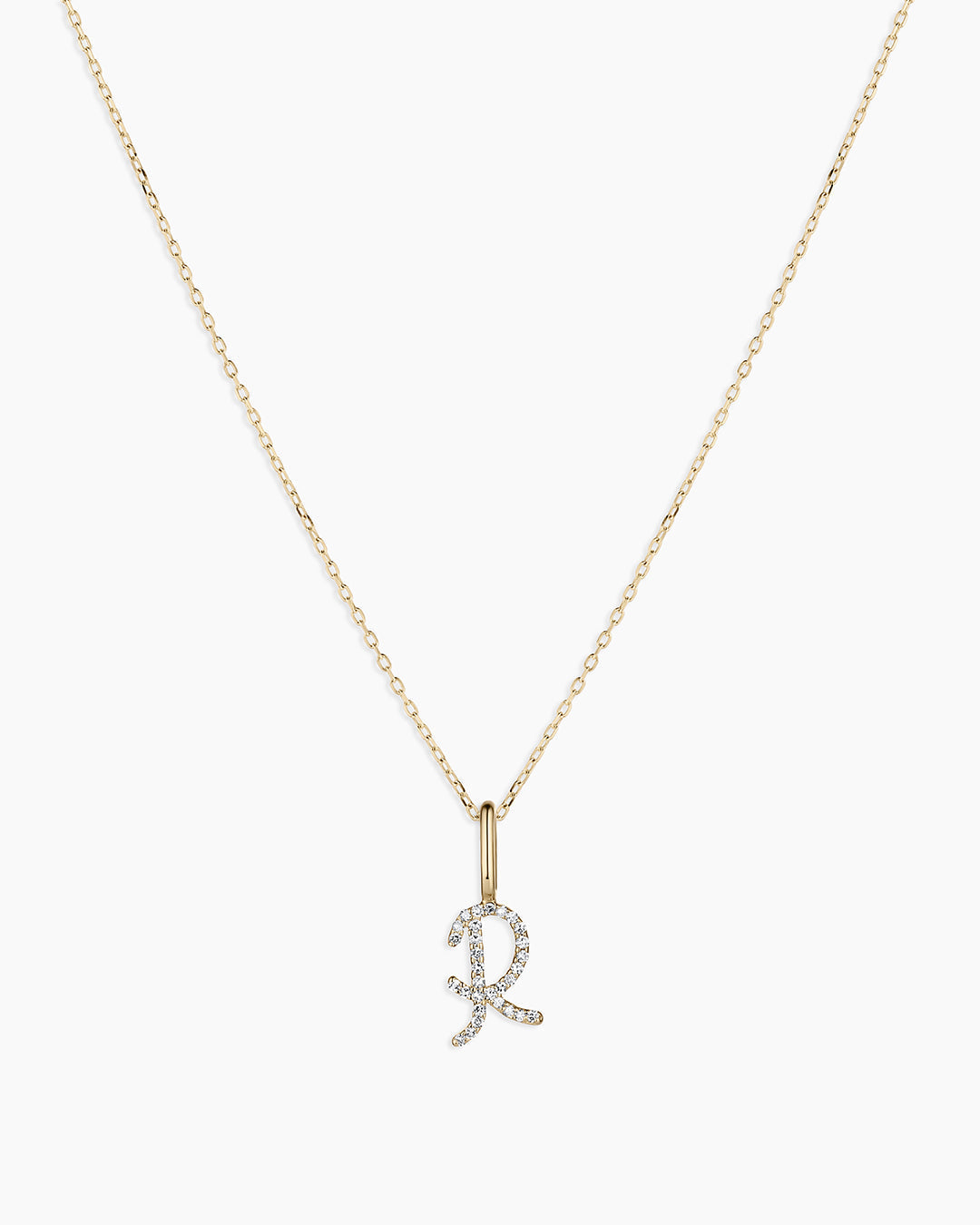 14K Diamond Script Alphabet Charm Necklace