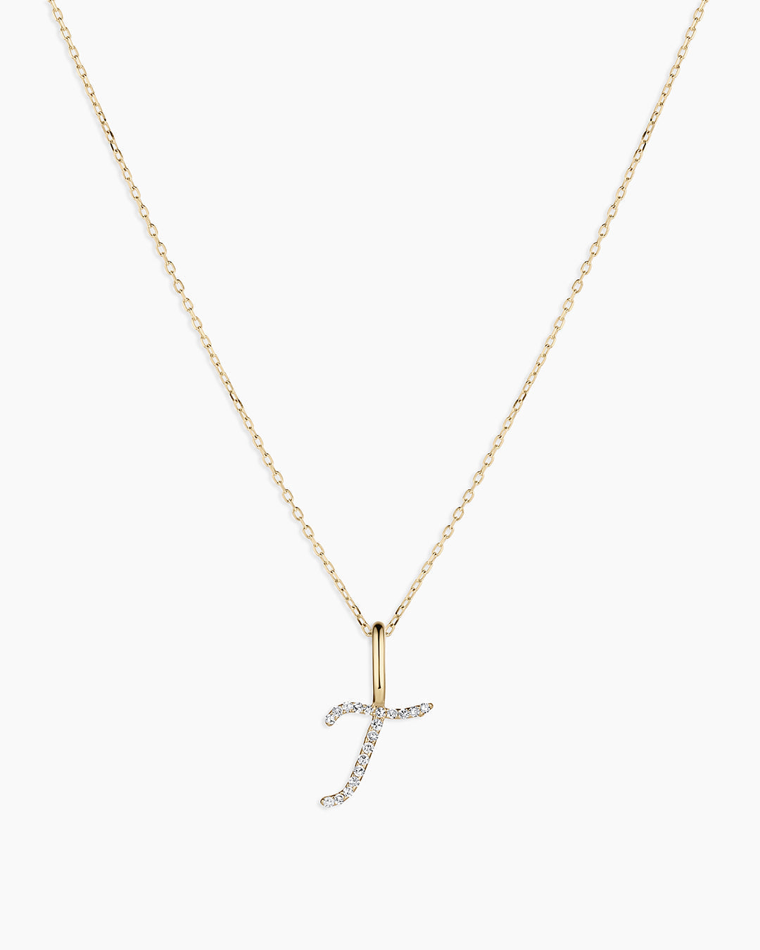 14K Diamond Script Alphabet Charm Necklace