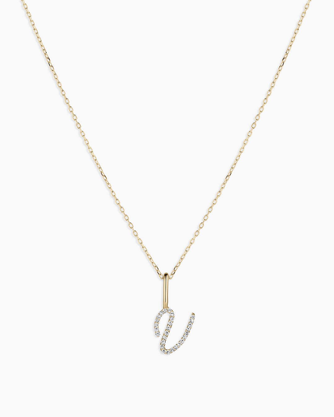 14K Diamond Script Alphabet Charm Necklace