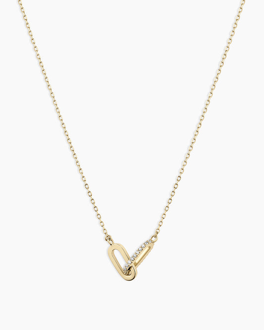 14K Diamond Bond Interlocking Link Necklace