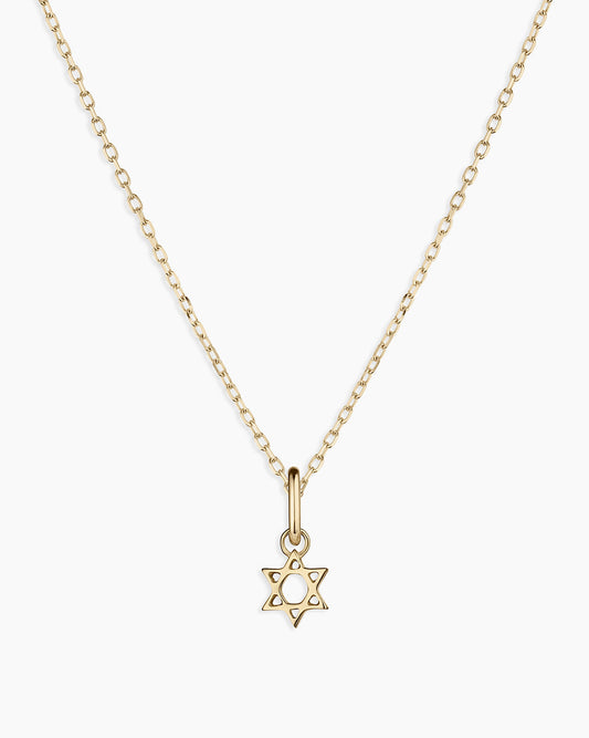 14K Gold Star of David Charm Necklace