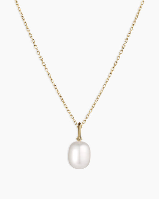 14K Gold Pearl Charm Necklace