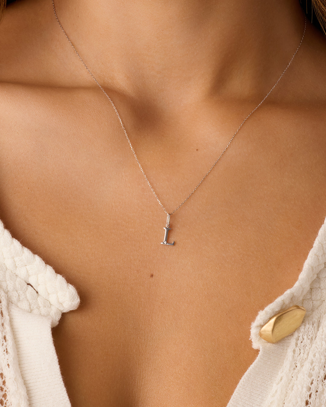 14K Diamond Vintage Alphabet Charm Necklace