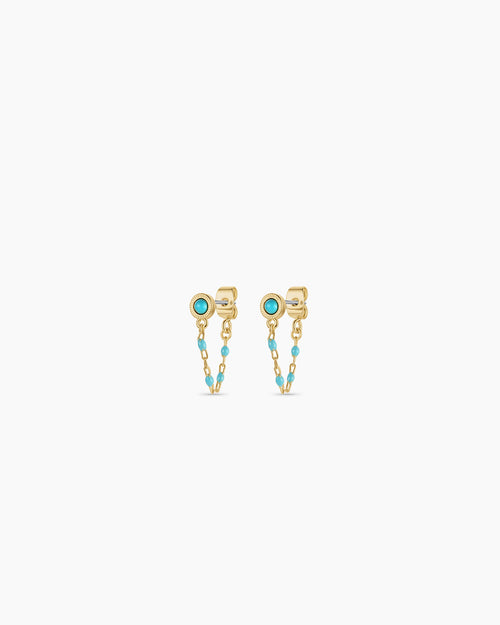 Turquoise Capri Chain Huggies