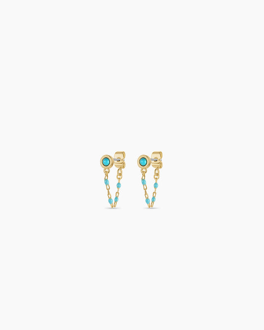 Turquoise Capri Chain Huggies