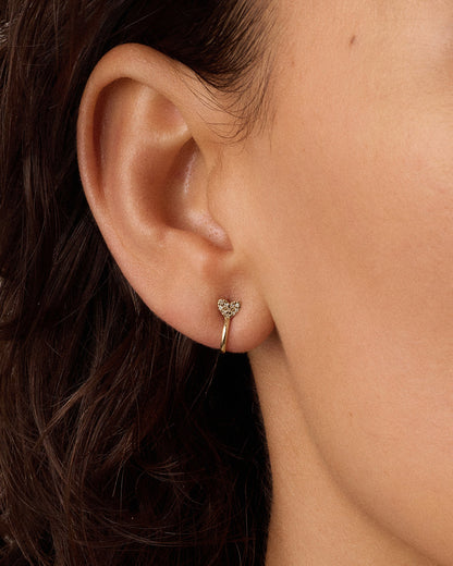 14K Diamond Heart Stud Single Huggie