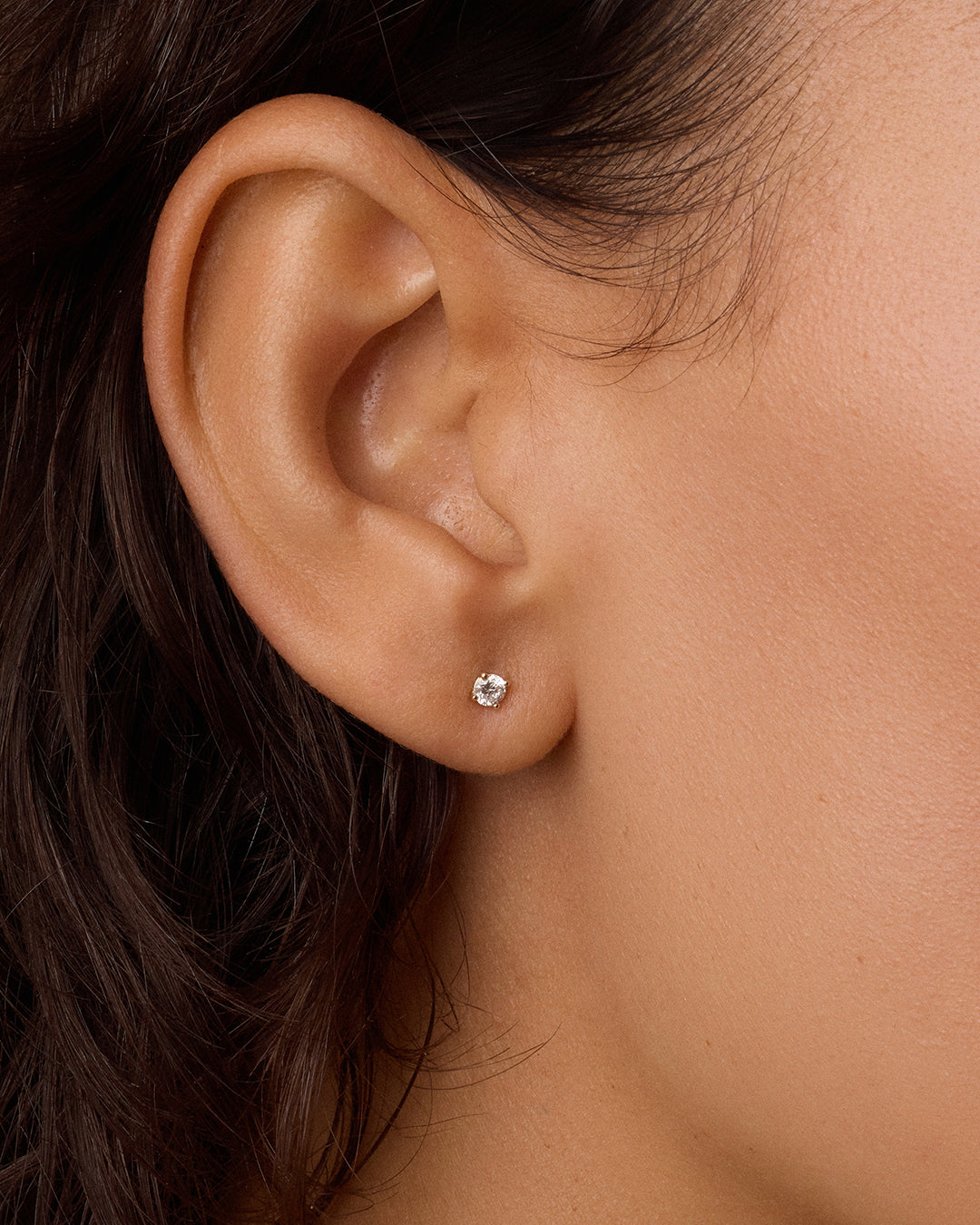 14K Lab Grown Diamond Solitaire Flat Back Single Stud