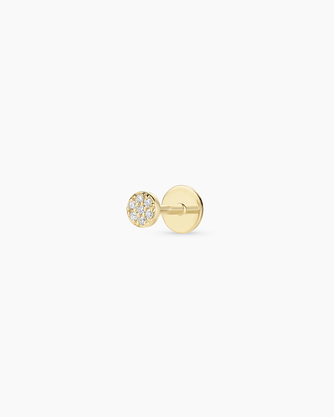 14K Diamond Pavé Flat Back Single Stud