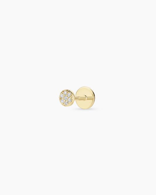 14K Diamond Pavé Flat Back Single Stud