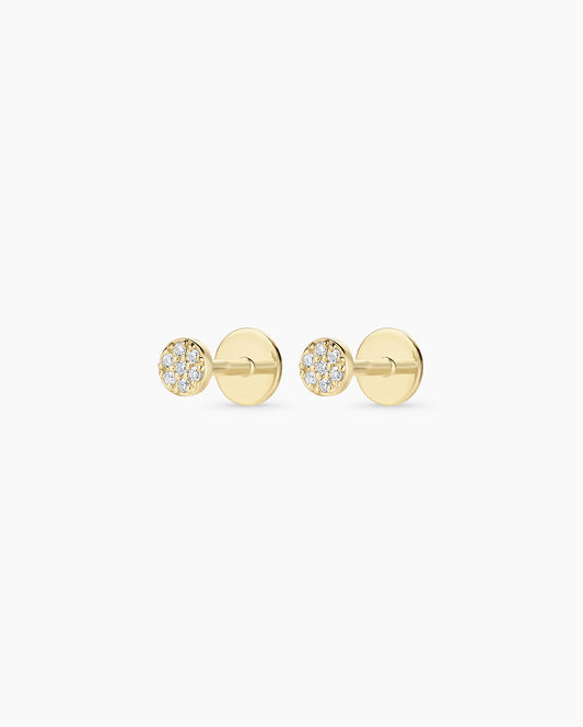 14K Diamond Pavé Flat Back Studs