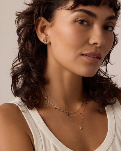 14K Diamond Pavé Flat Back Studs
