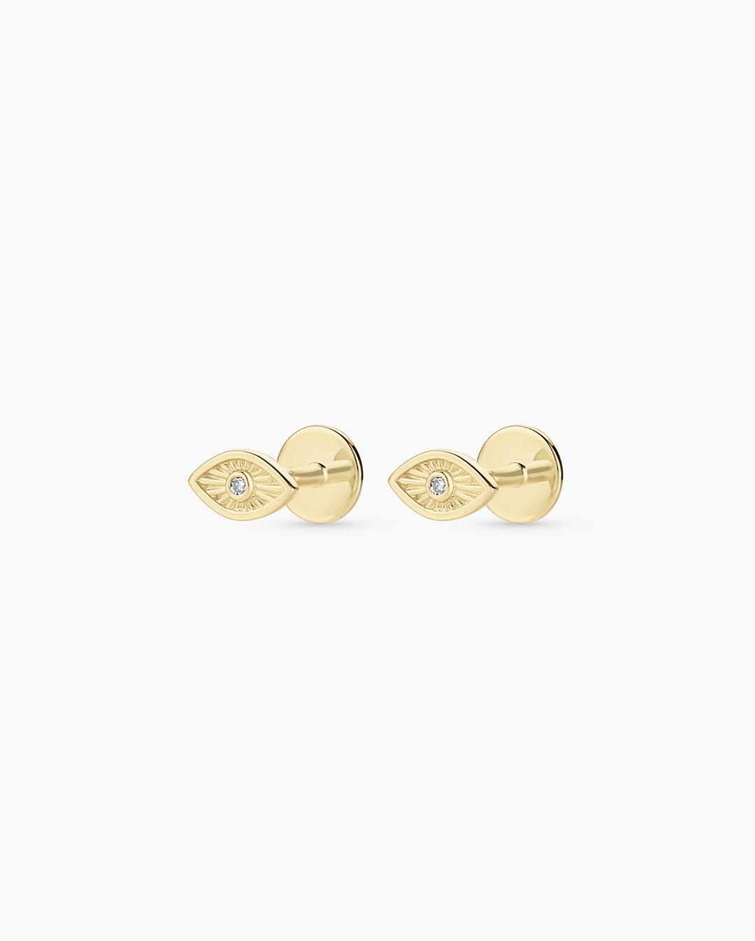 14K Diamond Evil Eye Flat Back Studs