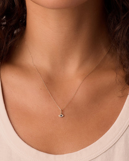14K Diamond and Blue Sapphire Evil Eye Charm