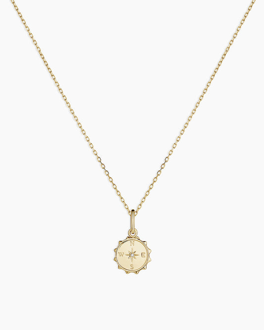 14K Diamond Compass Charm Necklace