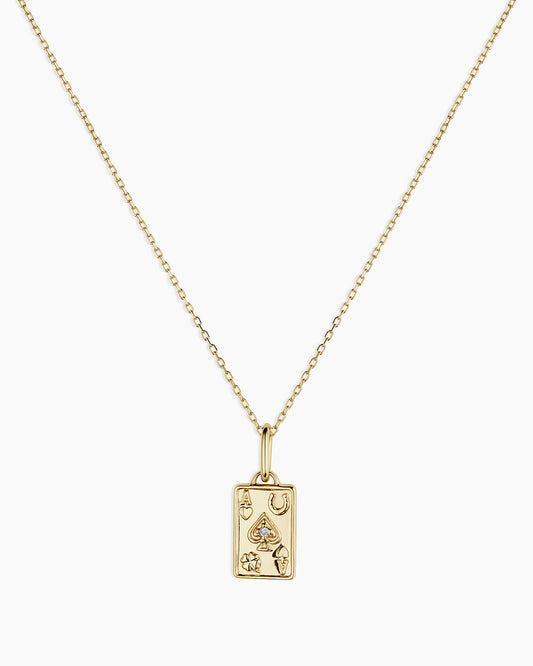 14K Diamond Ace Charm Necklace