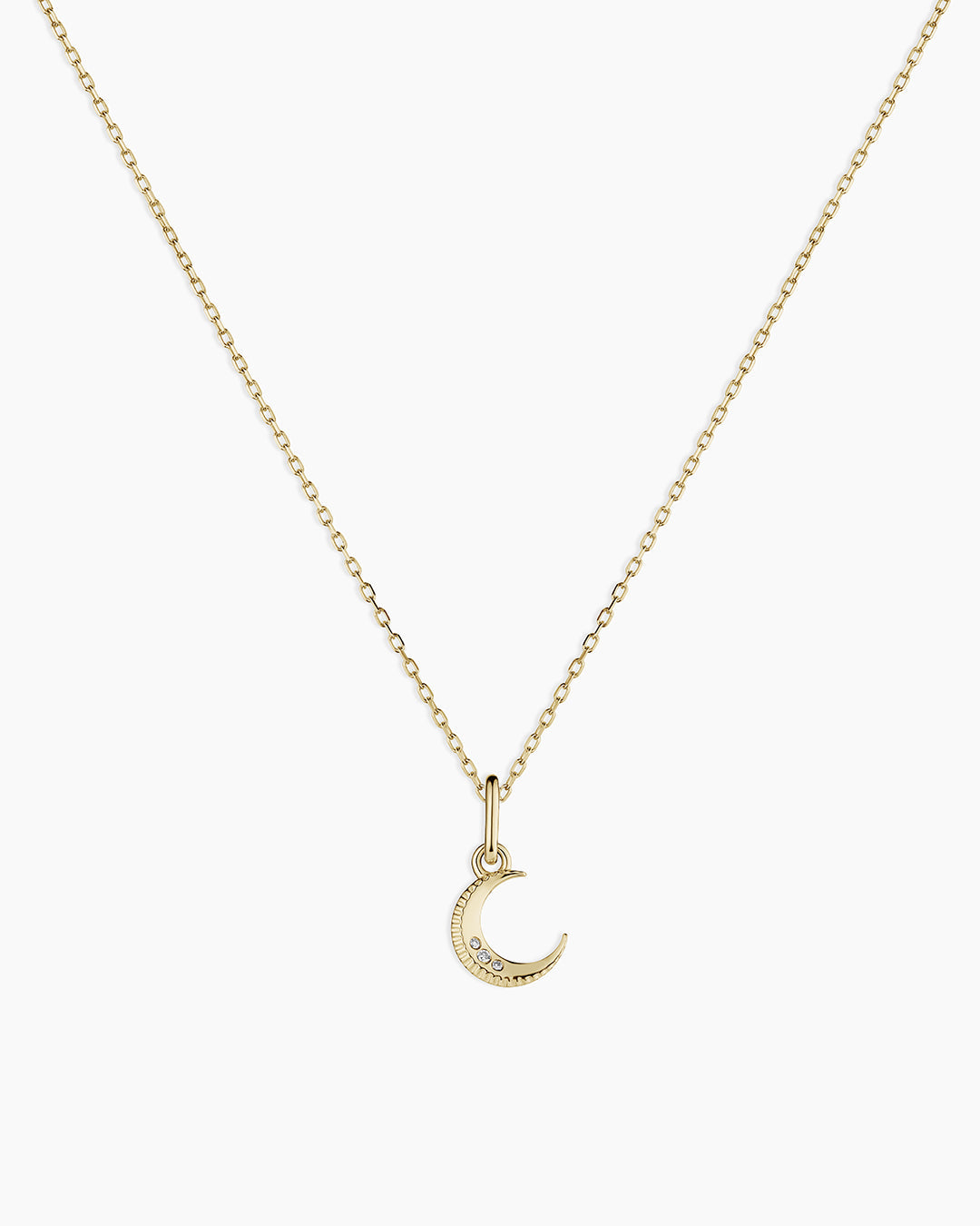 14K Diamond Crescent Charm Necklace