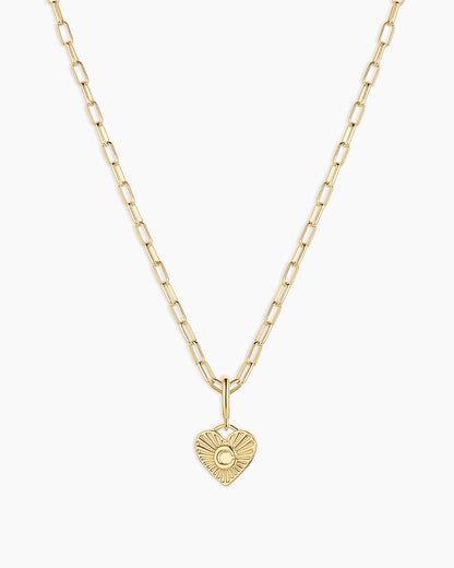 Vintage Heart Alphabet Charm Necklace