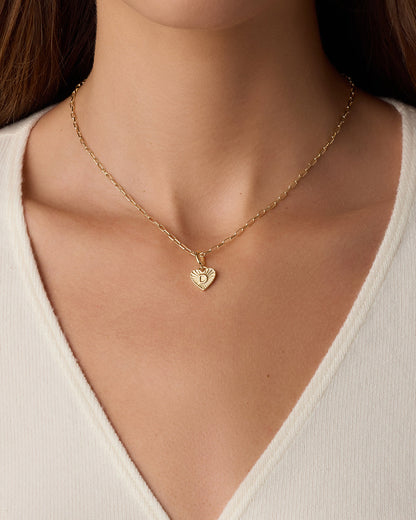 Vintage Heart Alphabet Charm Necklace