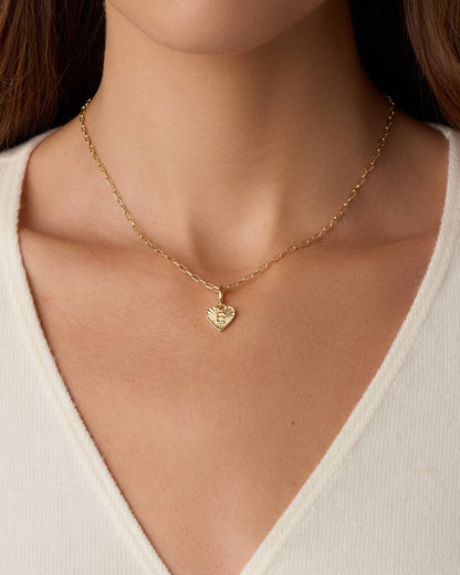 Vintage Heart Alphabet Charm Necklace