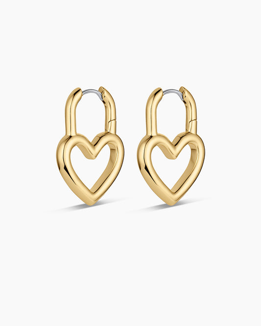 Open Heart Padlock Hoops
