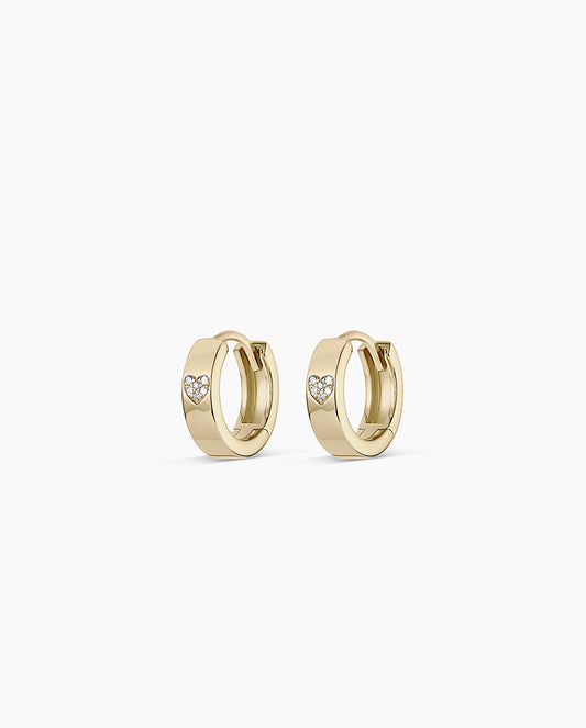 14K Diamond Love Rose Huggies