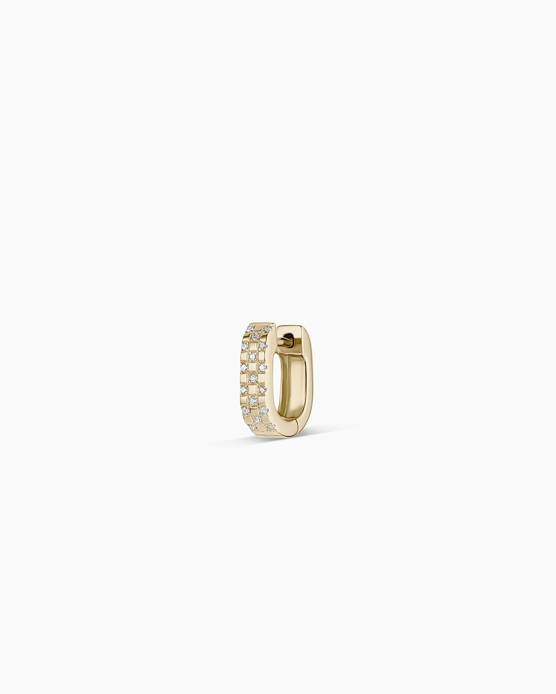 14K Diamond Checkered Mini Single Huggie