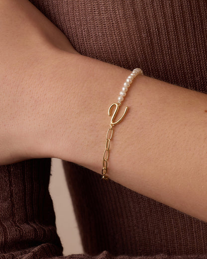 Lou Pearl Alphabet Bracelet